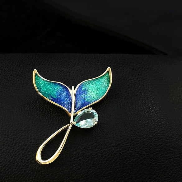 Women's Alloy Fishtail Antiglare Brooch With Animal Pattern And Electroplating Design