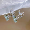 Women's Alloy Fishtail Bead Earrings With 925 Silver Needle Inlaid With Pearls Geometric Animal Style