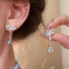 Women's Alloy Fishtail Bead Earrings With 925 Silver Needle Inlaid With Pearls Geometric Animal Style
