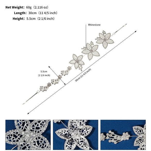 Women's Alloy Floral Rhinestone Bridal Hair Band Thin Flower Headdress Hair Accessory For Photography