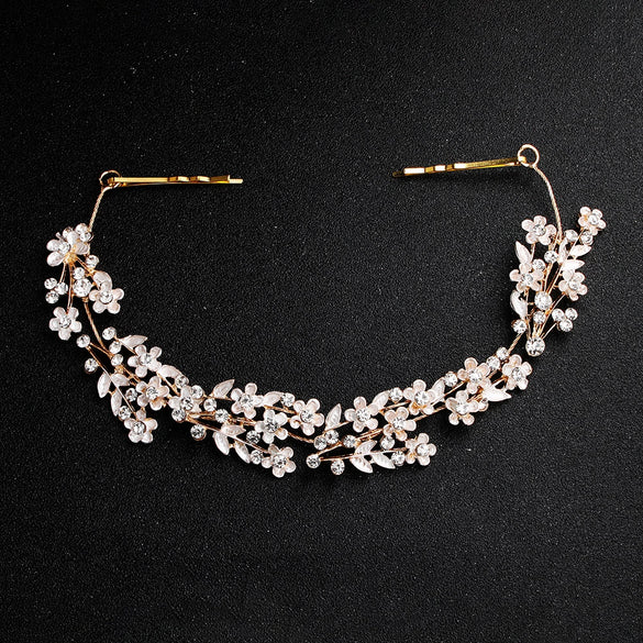 Women's Alloy Floral Rhinestone Bridal Hair Band Thin Flower Headdress Hair Accessory For Photography