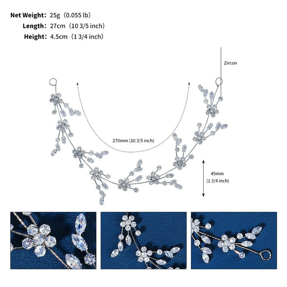 Women's Alloy Floral Rhinestone Bridal Hair Band Thin Flower Headdress Hair Accessory For Photography