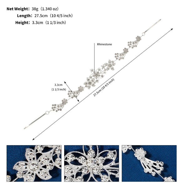 Women's Alloy Floral Rhinestone Bridal Hair Band Thin Flower Headdress Hair Accessory For Photography