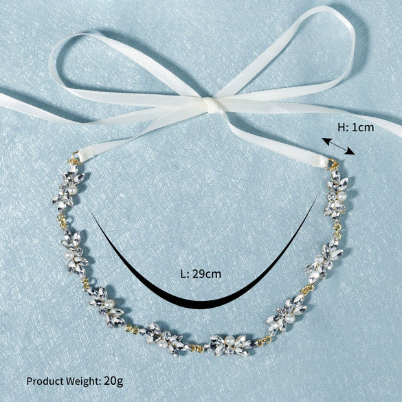 Women's Alloy Floral Rhinestone Bridal Hair Band Thin Flower Headdress Hair Accessory For Photography