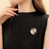 Women's Alloy Flower Camellia Pearl Electroplated Brooch Highend Allmatch Pin Suit Clothes Antilight Accessory