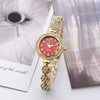 Women's Alloy Flower Diamondencrusted Leisure Round Dial Bracelet Watch