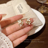 Women's Alloy Flower Electroplated Earrings With Pearl And Diamond Accents