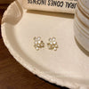 Women's Alloy Flower Electroplated Earrings With Pearl And Diamond Accents