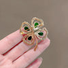 Women's Alloy Flower Pattern Electroplated Emerald Brooch Highend Accessories Suit Pin