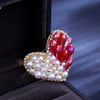 Women's Alloy Flower Pattern Electroplated Pearl Brooch Fashion Light Luxury Niche Elegant Corsage Pin Accessories