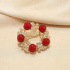 Women's Alloy Flower Red Round Brooch With Electroplating Treatment