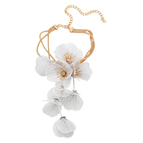 Women's Alloy Flower Shape Geometric Style Snake Bone Chain Diamond Inlaid Wedding Necklace