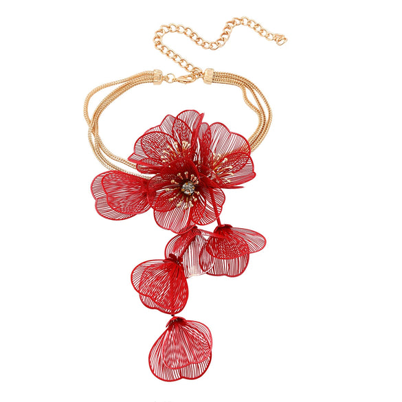 Women's Alloy Flower Shape Geometric Style Snake Bone Chain Diamond Inlaid Wedding Necklace