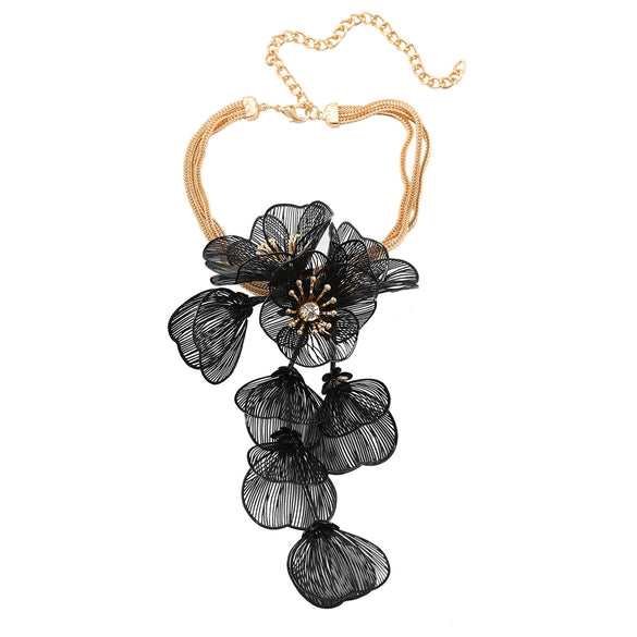 Women's Alloy Flower Shape Geometric Style Snake Bone Chain Diamond Inlaid Wedding Necklace