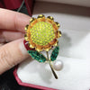 Women's Alloy Flower Shaped Electroplated Sunflower Pearl Brooch For Clothing Decoration