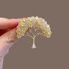 Women's Alloy Fortune Tree Flower Hollow Electroplated Brooch For Suit Jacket