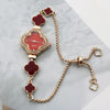Women's Alloy Fourleaf Clover Shaped Diamondencrusted Casual Watch
