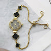Women's Alloy Fourleaf Clover Shaped Diamondencrusted Casual Watch