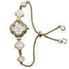 Women's Alloy Fourleaf Clover Shaped Diamondencrusted Casual Watch