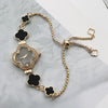 Women's Alloy Fourleaf Clover Shaped Diamondencrusted Casual Watch