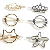 Women's Alloy Frog And Triangle Moon Hair Clip Electroplated Side Barrette With Simple Decorative Design