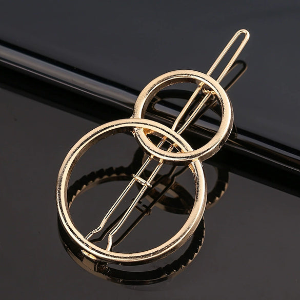 Women's Alloy Frog And Triangle Moon Hair Clip Electroplated Side Barrette With Simple Decorative Design