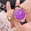 Women's Alloy Frosted Digital Quartz Watch And Fivepointed Star Bracelet Twopiece Set Leisure Style Pin Buckle Titanium Spiral Crown