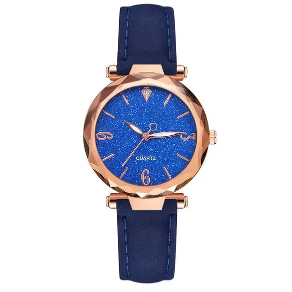 Women's Alloy Frosted Digital Quartz Watch And Fivepointed Star Bracelet Twopiece Set Leisure Style Pin Buckle Titanium Spiral Crown