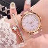 Women's Alloy Frosted Digital Quartz Watch And Fivepointed Star Bracelet Twopiece Set Leisure Style Pin Buckle Titanium Spiral Crown