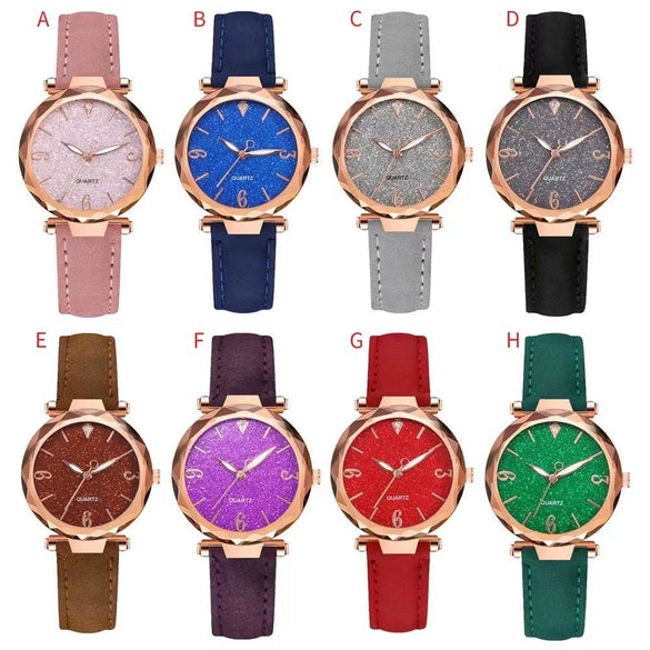 Women's Alloy Frosted Digital Quartz Watch And Fivepointed Star Bracelet Twopiece Set Leisure Style Pin Buckle Titanium Spiral Crown