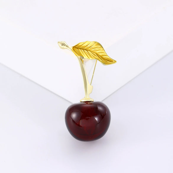 Women's Alloy Fruit Cherry Brooch Electroplated Fashion Accessory