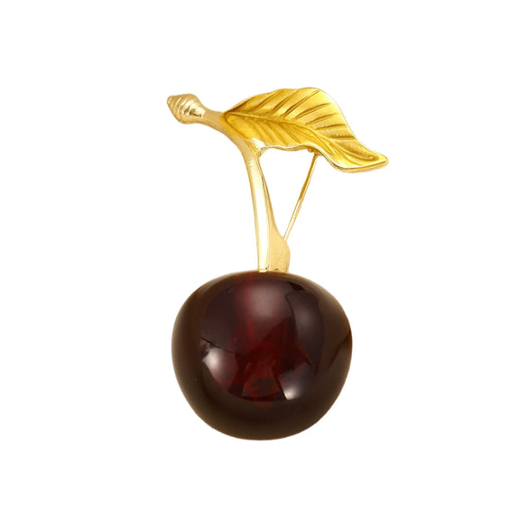 Women's Alloy Fruit Cherry Brooch Electroplated Fashion Accessory