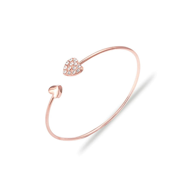 Women's Alloy Geometric And Heart Shape Bracelet Threepiece Set With Diamonds