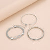 Women's Alloy Geometric And Heart Shape Bracelet Threepiece Set With Diamonds