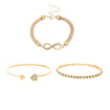 Women's Alloy Geometric And Heart Shape Bracelet Threepiece Set With Diamonds