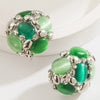 Women's Alloy Geometric Cat's Eye Stone Diamond Pearl Earrings Set With Diamonds