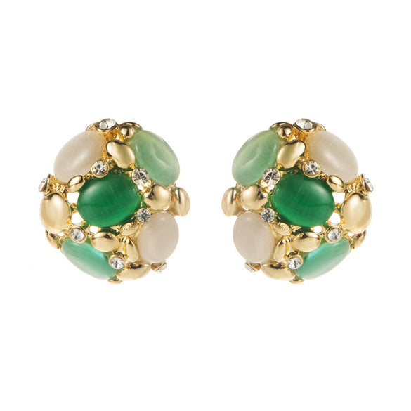 Women's Alloy Geometric Cat's Eye Stone Diamond Pearl Earrings Set With Diamonds