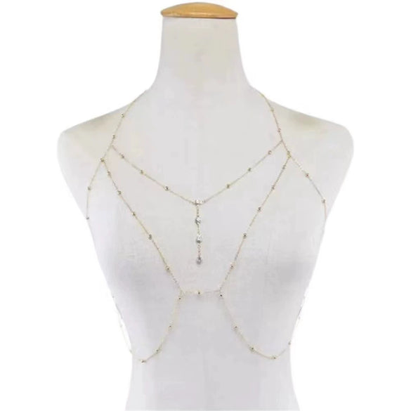 Women's Alloy Geometric Chain Necklace Set With Diamonds And Inlaid With Artificial Gemstones And Semiprecious Stones