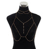 Women's Alloy Geometric Chain Necklace Set With Diamonds And Inlaid With Artificial Gemstones And Semiprecious Stones