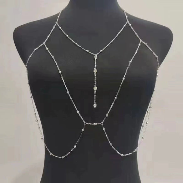 Women's Alloy Geometric Chain Necklace Set With Diamonds And Inlaid With Artificial Gemstones And Semiprecious Stones