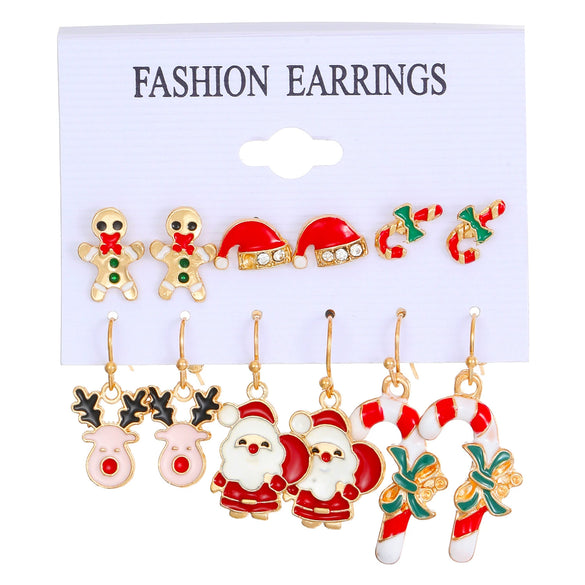 Women's Alloy Geometric Christmas Bell Elk Christmas Tree Earrings Set With Electroplating