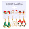 Women's Alloy Geometric Christmas Bell Elk Christmas Tree Earrings Set With Electroplating