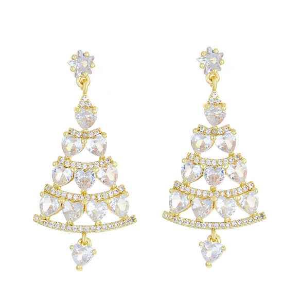 Women's Alloy Geometric Christmas Tree Earrings With Electroplating Design