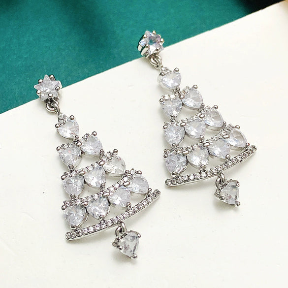 Women's Alloy Geometric Christmas Tree Earrings With Electroplating Design