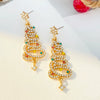 Women's Alloy Geometric Christmas Tree Earrings With Electroplating Design