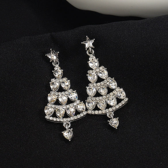 Women's Alloy Geometric Christmas Tree Earrings With Electroplating Design