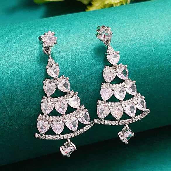 Women's Alloy Geometric Christmas Tree Earrings With Electroplating Design