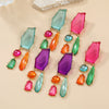 Women's Alloy Geometric Colored Diamond Earrings With Electroplating Design