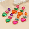 Women's Alloy Geometric Colored Diamond Earrings With Electroplating