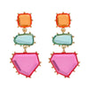 Women's Alloy Geometric Colored Diamond Earrings With Electroplating